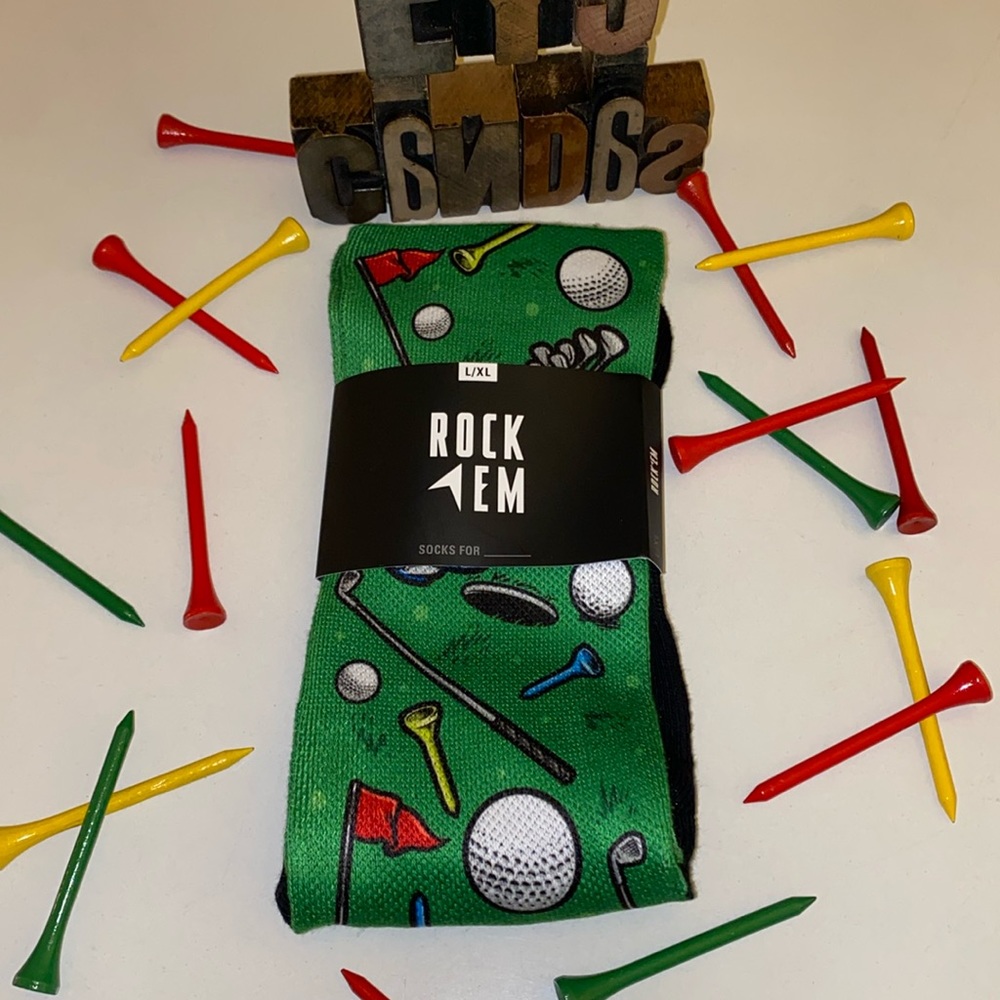 🆕ROCK EM Men’s Golf Motif⛳️ Crew Socks